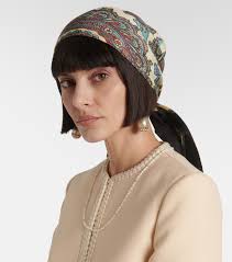 Paisley silk twill scarf in multicoloured