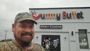 Just picked up Ladybug (Truck) from gettin' rear airbag shocks for the  upcomin' 10 month trip. In Cape Girardeau, M issouri bout to eat at Asian  Yummy Buffet!!!! Always delicious. I have