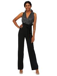 Sleeveless Wide Leg Jumpsuit With Sequins