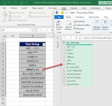Select the first cell of the column where you want the results to appear. Remove Or Extract Special Characters From A Data Set Using Power Query Xl N Cad