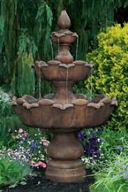 Water fountains add a calming, tranquil element to your home. 80 Three Tier Petal Leaf Fountain Outdoor Concrete Garden Water Statue Ebay