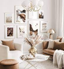 Harmonious Gallery Wall Beige Living Room Abstract Nature Posters Golden Frames Gallery Wall I Beige Living Rooms Living Room Decor Apartment Apartment Decor