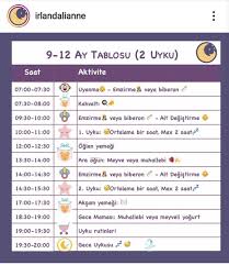 alinti 9 12 ay bebek tablosu emzirme bebek uyku