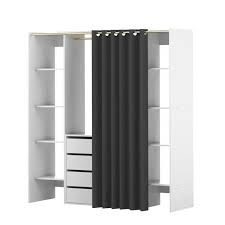 Dress Kit Dressing Extensible Blanc Rideau Contemporain Anthracite L 112 185 Cm En 2020 Dressing Extensible Rideaux Contemporains Dressing En Kit