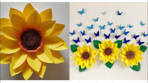 Decorate your kitchen with honey bee & sunflower jar set. Giant Paper Sunflower Diy Paper Sunflower Wall Hanging Room Decor Ideas Youtube