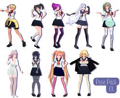 Yansim Rivals Pose Pack Mmd Download By Mizu Chann Yandere Yandere Simulator Poses