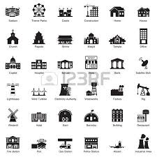 Batiments Ville Icone Ensemble Ensembles D Icones Banque Image Pictogramme Maison