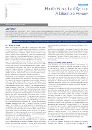 Pdf Health Hazards Of Xylene A Literature Review