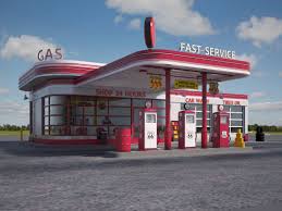 3d Day Night Old Gas Stations Petrol Station Old Gas Pumps