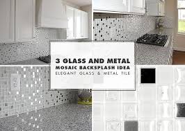 White Modern Subway Marble Mosaic Contemporary Design Style Metallic Backsplash Glass Backsplash Kitchen Metal Backsplash Kitchen