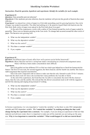 Identify variables and determine their values. Identifying Variables In An Experiment Worksheet Worksheet List