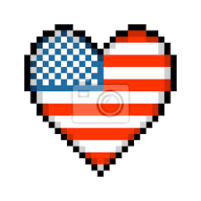 Pixel Americain Coeur Damour 8 Bits Papier Peint Papiers Peints American Dream Fierte Numerique Myloview Fr