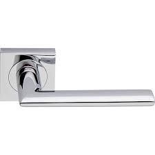 Newington satin chrome lever on backplate euro lock door handle single. Door Handle Polished Chrome Interior Verona Square Chrome And Nickel Door Handles Villahus