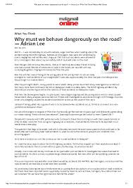 Vehicles that crashed on their own (6,056 fatal road accidents), eating into other lanes but not while overtaking two or more than two vehicles (1,958), not seeing or noticing animals, objects or other vehicles in front or beside. Pdf Why Must We Behave Dangerously On The Road Adrian Yuen Beng Lee Academia Edu