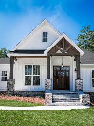 3 Bed Contemporary Craftsman With Bonus Over Garage 51755hz 04 Brick Exterior House White Exterior Houses Modern Farmhouse Exterior