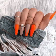 Orange prom nails great nail designs orange nail pictures to pin. 21 Neon Orange Nails And Ideas For Summer Stayglam Neon Orange Nails Nails Design With Rhinestones Orange Nails