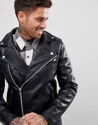 Pull Bear Faux Leather Biker Jacket In Black Faux Leather Biker Jacket Mens Fashion Edgy Biker Jacket