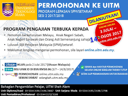 1) universiti teknologi mara (uitm). Uitm Official On Twitter Tarikh Tutup Permohonan Kemasukan Ke Uitm Program Lepasan Spm Setaraf Sesi 2 2017 2018 Ke 14 Ogos 2017 Jommasukuitm Uitmdihatiku Https T Co Oegj5mb6qd