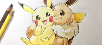 Pokemon Let Go Dessin Pikachu Et Evoli Crayon Couleur Mojacookie Dessin Pokemon Art Pikachu Pokemon Evoli