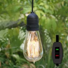 15ft Black Commercial Grade Outdoor Pendant Light Lamp Cord On Off Switch