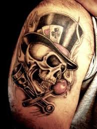 Tatuje de calavera con dos cuchillos con gorro de chef : Terkini Calavera Con Gorra