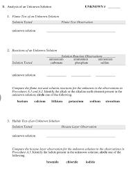 Chemistry flame test lab answers flame test lab questions answer key: Solved Data Table A Analysis Of Known Solutions 1 Flame Chegg Com