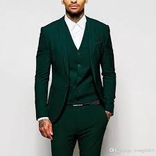 Black And Green Wedding Suit Suits 2018 Green Formal Wedding Men Suits For Groomsmen Wear Three Piece Trim Fit Custom Made Groom Tux Green Suit Jacket Green Wedding Suit Wedding Suits Men