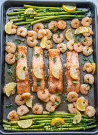 Baked Salmon Shrimp And Asparagus Valentina S Corner Salmon Recipes Recipes Healthy Recipes