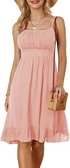 GRACE KARIN Women's Spaghetti Strap Floral Dress Ruffle Hem Pleated Casual  Summer Dress Boho Flowy Midi Beach Dress Light Pink : Buy Online at Best  Price in KSA