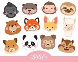 Mammal Head Clipart Cute Animal Head Clipart 17012 Etsy Clip Art Cute Animals Felting Projects