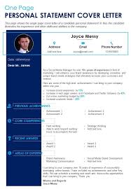 When getting personal in a cover letter, the key is to focus on a topic that: One Page Personal Statement Cover Letter Presentation Report Infographic Ppt Pdf Document Presentation Graphics Presentation Powerpoint Example Slide Templates