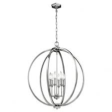 Pair of chrome globe french 60's lights. Feiss Corinne Diamante 6 Light Chrome Globe Pendant