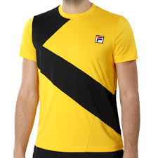 Looks like they covered the fila logo on the back on his shirt. Fila Louis T Shirt Herren Gelb Schwarz Online Kaufen Tennis Point