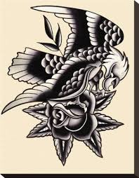 American Traditional Eagle Tattoo Black And Grey Traditional Eagle Stretched Canvas Print Mr Skully Art Com In 2020 Traditional Eagle Tattoo Geometric Tattoo American Traditional Tattoo