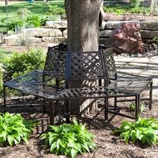 Outdoor Tree Bench Metal Wrap Around Garden Furniture Patio Backyard 6 Seat Home Hinterhof Garten Gartenmobel