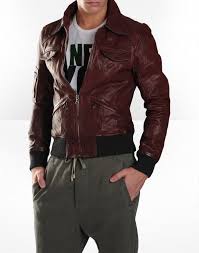 D G Men S Maroon Leather Jacket Men S Fashion