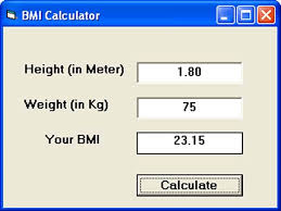 bmi calculator created using vb6