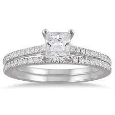 These factors determine the fire and brilliance of a diamond. 1 Carat Tw Princess Cut Diamond Bridal Set In 14k White Gold On Sale Overstock 20585039
