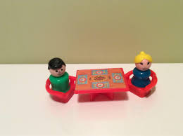 Vintage Fisher Price Red Three Piece Dining Dinner Table With Chairs Castle Kitchen Family Little People By Thelittl Vintage Fisher Price Little People Vintage