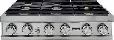 These discreet downdraft vents work to eliminate smoke. Dacor Contemporary 36 Built In Gas Cooktop With 6 Burners With Simmersear Silver Stainless Steel Dtt36m876ps Best Buy