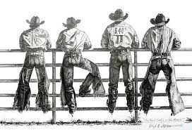 Cowboy Art The Best Seats In The House Drawing Of Rodeo Etsy Cowgirl Art Cowboy Art Western Artist