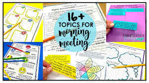 A classroom morning meeting is a great classroom routine for students to build community while reviewing math and literacy skills. Ideas For Morning Meeting Topics For Upper Elementary Tarheelstate Teacher
