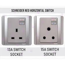 :)check me out on socia. Schneider Neo Horizontal Switch Grey Silver With Blue Led Suis Lampu Suis Elektrik Shopee Malaysia