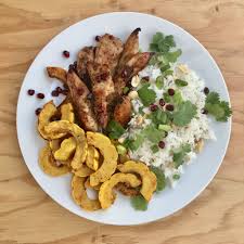 Sheet Pan Sweet Chili Chicken With Delicata Squash Amp Coconut Rice Sweet Chili Chicken Sweet Chili Coconut Rice