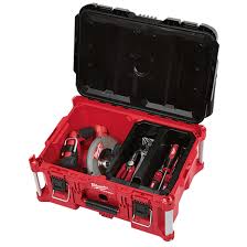 The Milwaukee Packout Large Tool Box Is Constructed With Impact Resistant Polymers And Metal Reinforced Corners To Provi Tool Storage Milwaukee Tools Tool Box