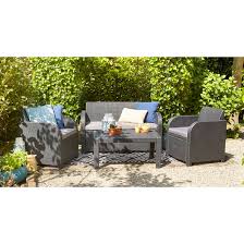 Keter java xxl 230 gallon resin rattan look large outdoor storage deck box for patio furniture cushions, pool toys, and garden tools. Keter Oklahoma 4 Seater Sofa Set Reviews Wayfair Co Uk
