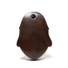 根付 寿老人 お顔 木彫品 木製 彫刻品 鉄木 鉄刀木 0707-13-