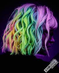 Photo By Fred Lindgren Beautiful Blacklight Shot Of My Rainbow Pastel Neon Carousel Hair For The Kenra Neons Contes Cool Hair Color Cool Hairstyles Hair Color