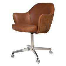 knoll desk chair in saddle leather and suede 1stdibs com vintage office chair vintage desk chair home office chairs