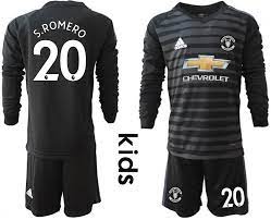 Manchester united away jersey,cheap manchester united soccer jersey,replica manchester united soccer jersey,cheap soccer customized names and numbers of the jersey are premier league printing,if you need uefa league printing, please leave us a remark or send us. 2018 19 Manchester United 20 S Romero Black Youth Long Sleeve Goalkeeper Soccer Jersey